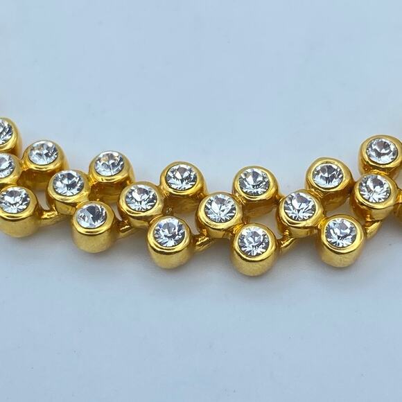 NWOT Elegant Cubic Zirconia Yellow Gold Tone Linked Chain Tennis Bracelet - Picture 5 of 14